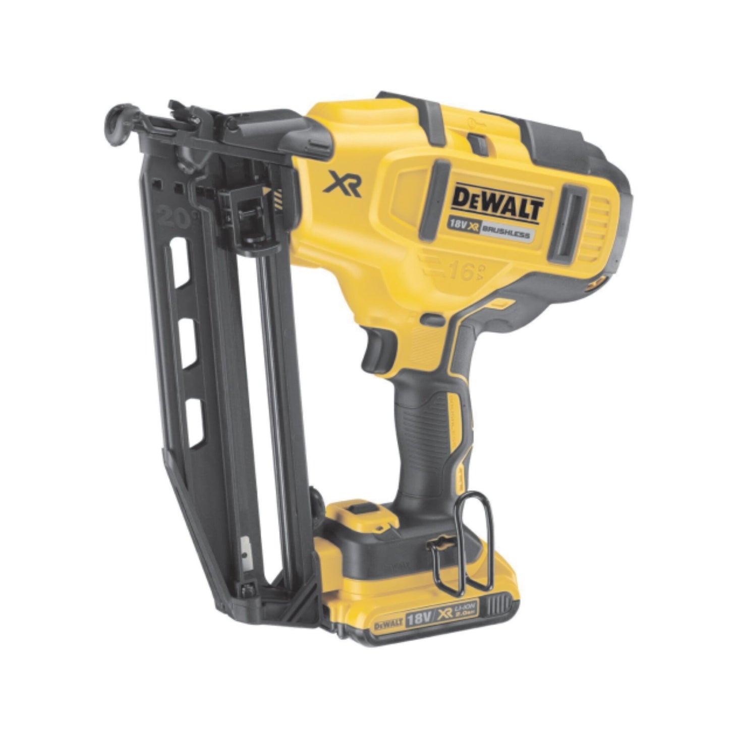 DEWALT 18V XR Brushless 16G Angled Second Fix Nailer - Heavu Duty yet ultra compact trim/beading nailer