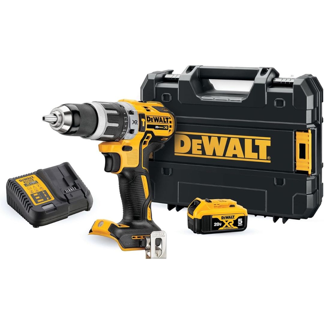 DEWALT 18V XR Brushless Combi Drill + 1 x 5.0Ah Li-ion Battery (DCD796P1)