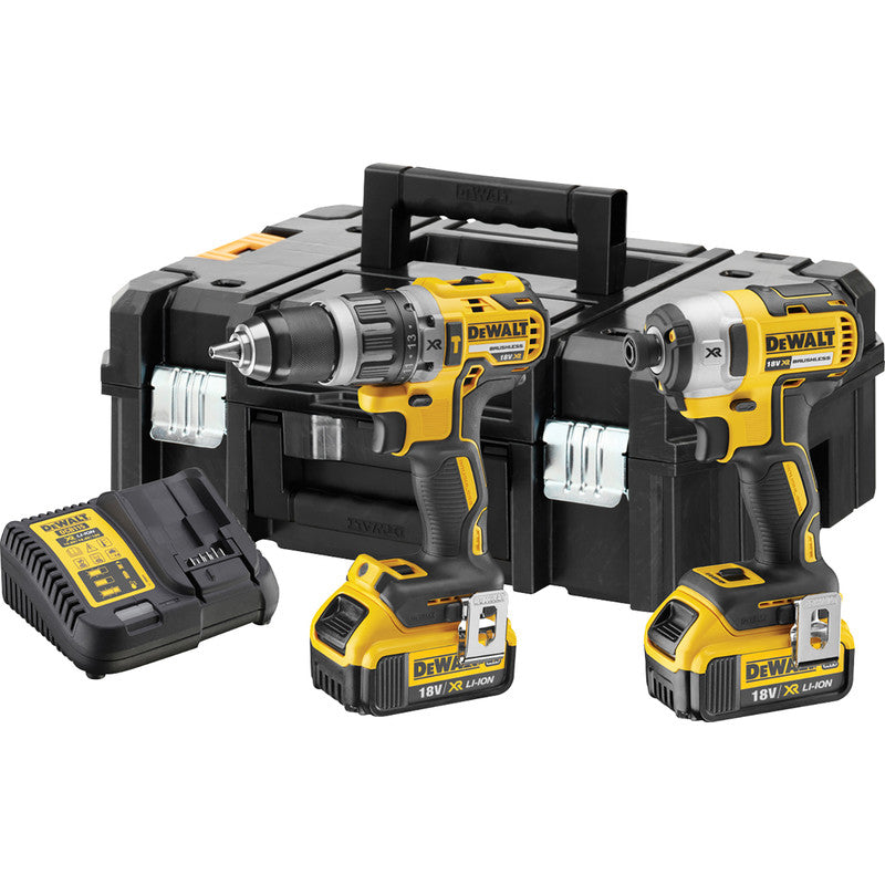 DEWALT 18V XR Kit Hammer Drill + Impact Driver + 2x4ah
