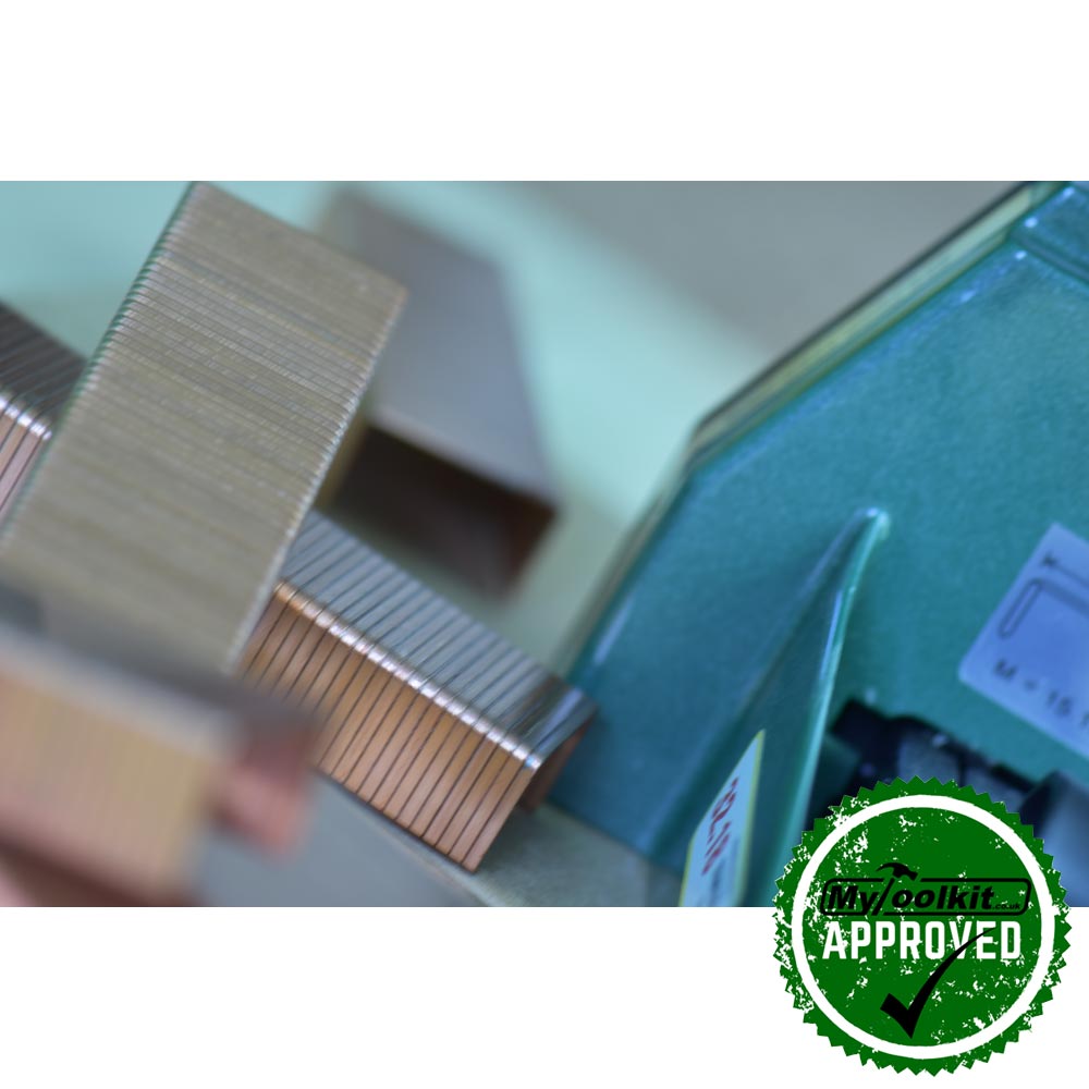 OMER32.18 Omer 32 Series Air Powered Carton Closing Stapler close up with 32 staples