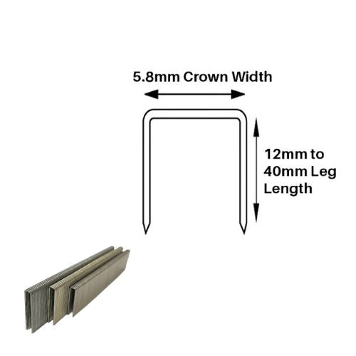 Type 90 Series Glavanised & Stainless Steel Narrow Crown Staples