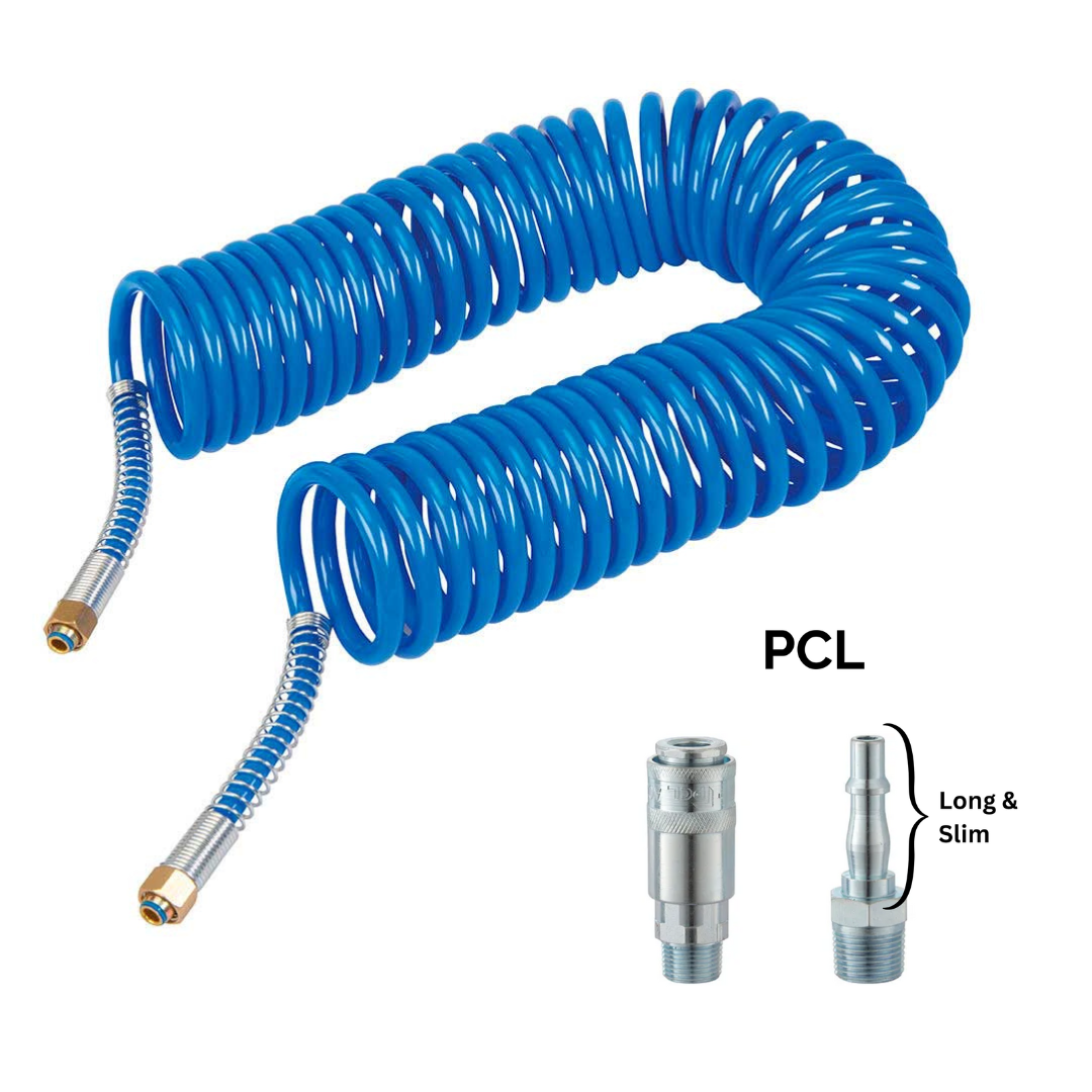 10 Metre Coiled Compressor Airline with PCL Coupling Fittings at mytoolkit