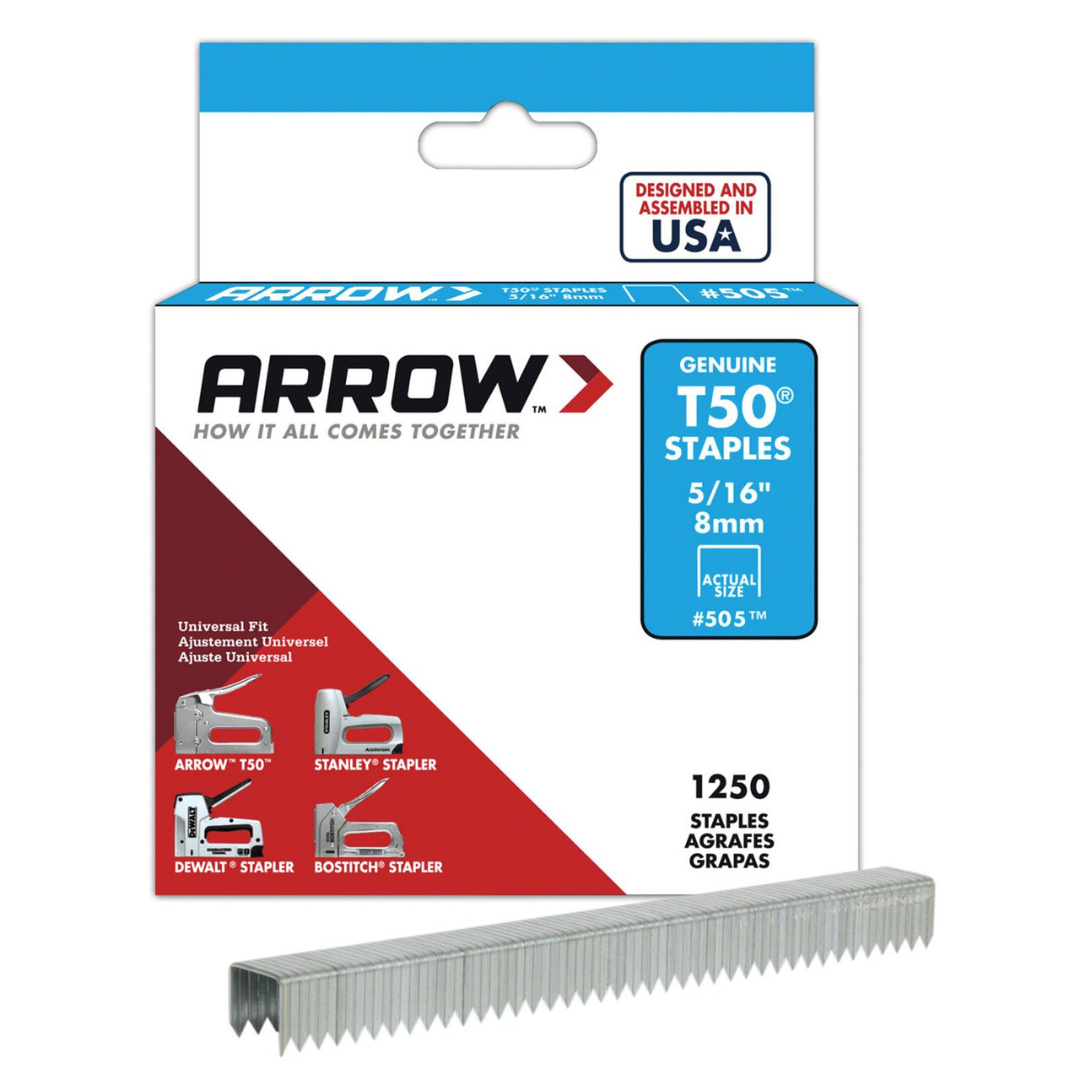 Arrow T50 140 Series Galvanised 8mm Staples (1.25k)