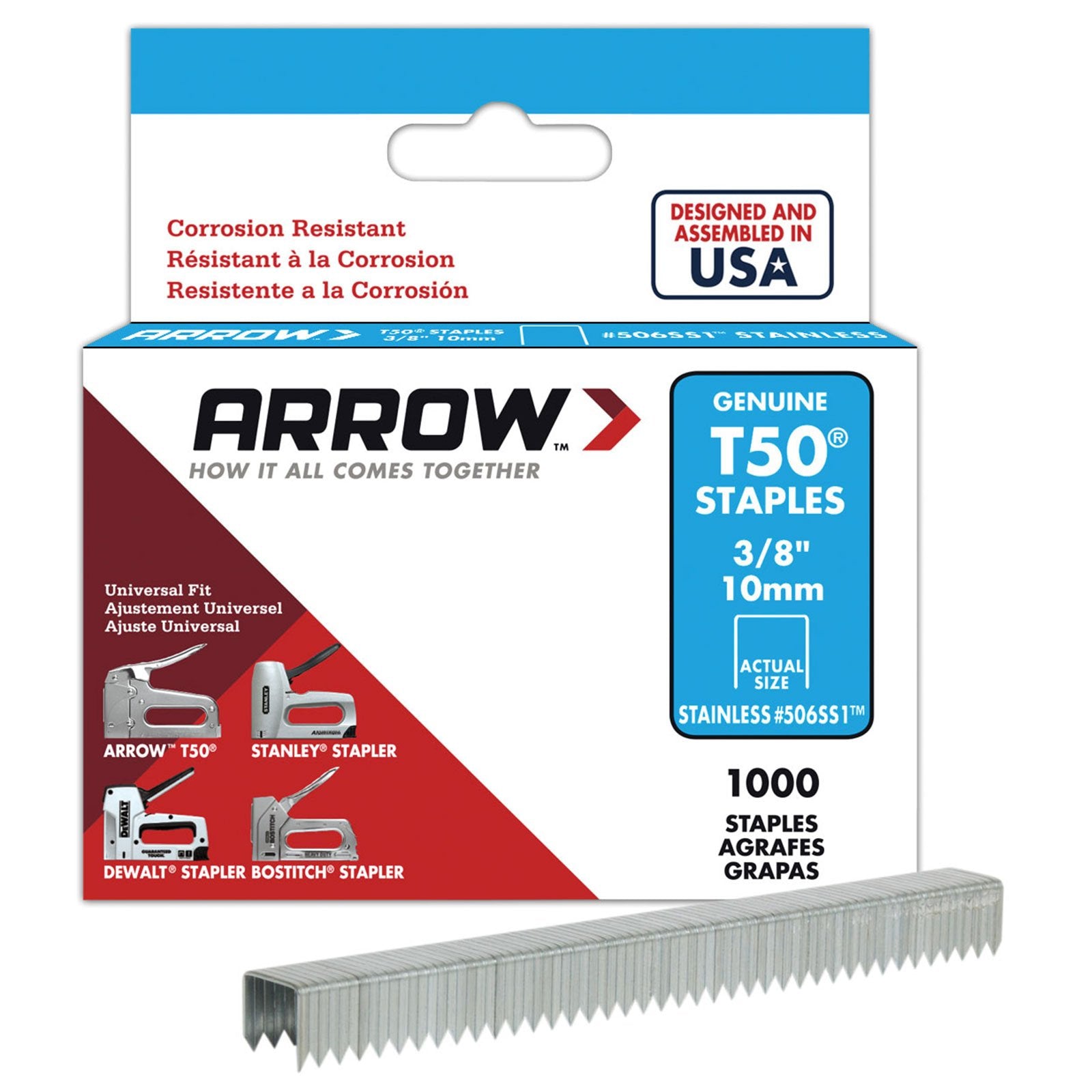 Arrow T50 (140 Series) 10mm Stainless Steel Staples - A506SS1