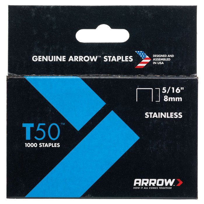 Arrow T50 (140 Series) 8mm Stainless Steel Staples - A505SS1