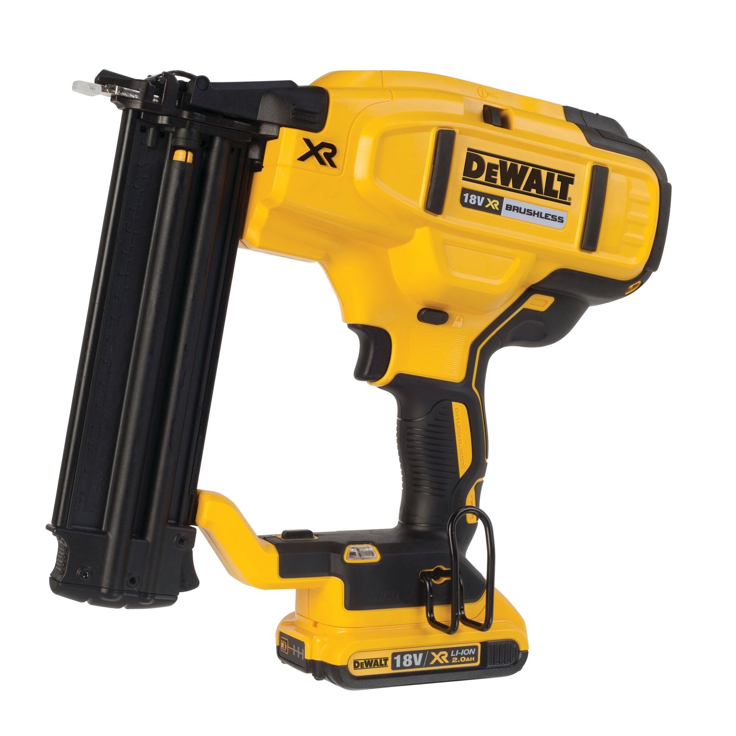 DEWALT 18V XR 15-54mm 18 gauge Brad Nailer with 2 x 2.0Ah batteries