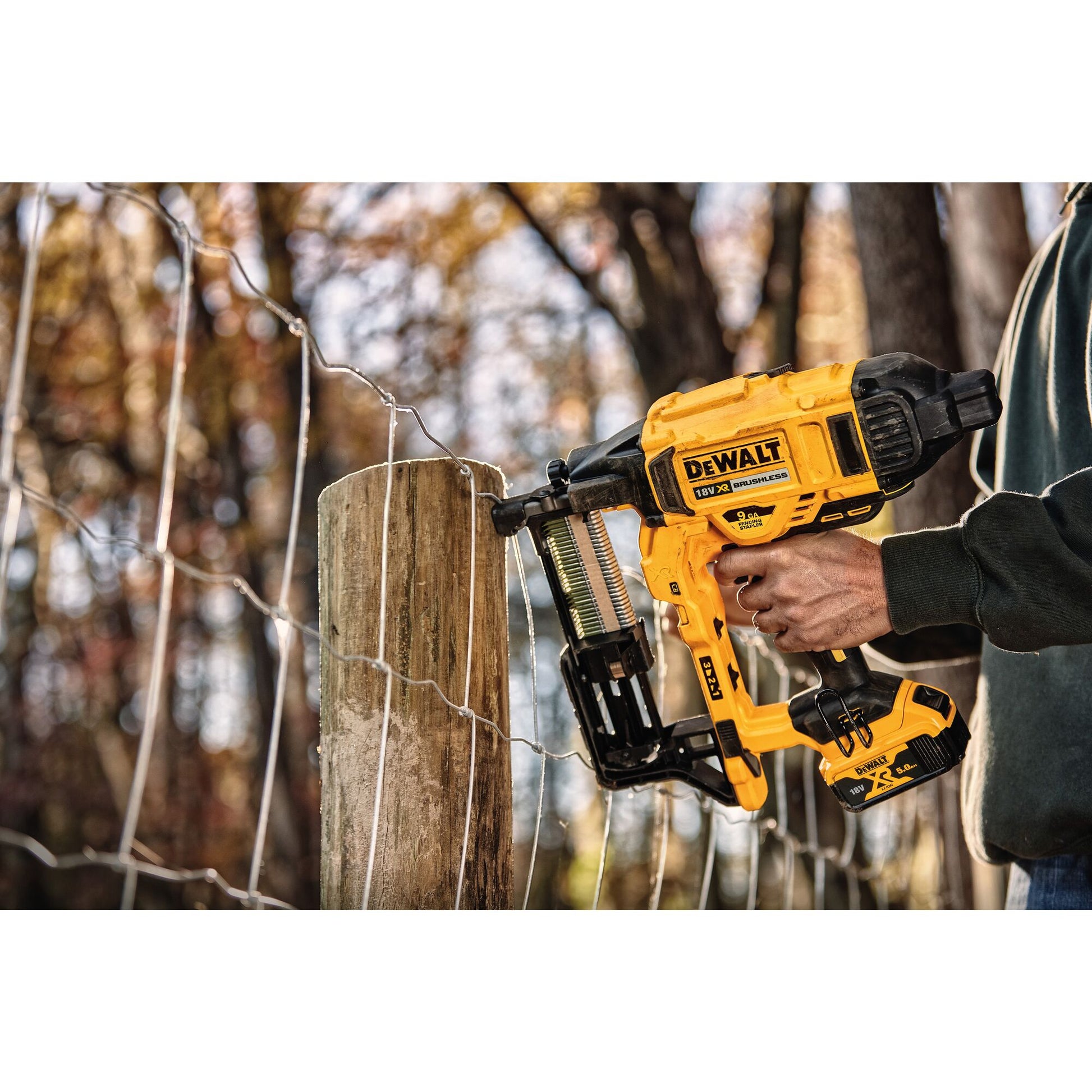 Fencing Stapler by DeWALT for wire to timber post in the farming and agricultural