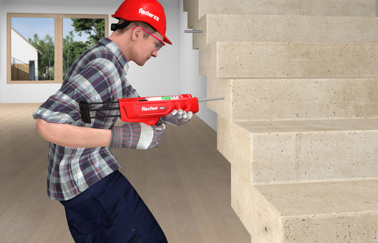 Fischer DM S Pro Injection Mortar Applicator - for use fixing balustrade pre cast stair
