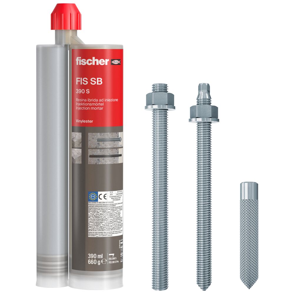 Fischer Superbond 390 Injection Mortar with bolt and anchor sleeve