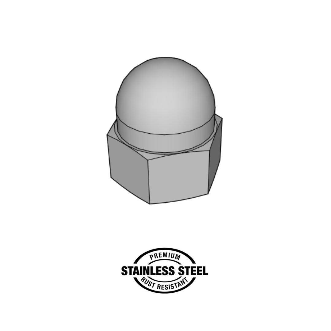 Stainless Steel Hexagon Dome Acorn Nuts CAD Drawing
