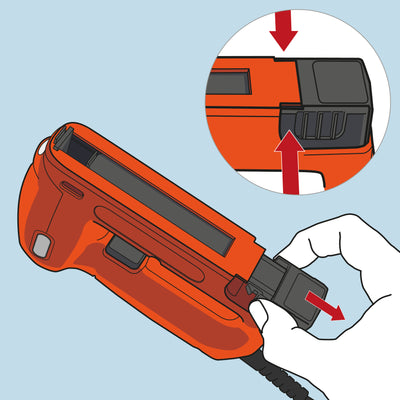 How to load the Tacwise Dual Electric 140 Series Upholstery Stapler 18G Brad Nailer 140EL infographic