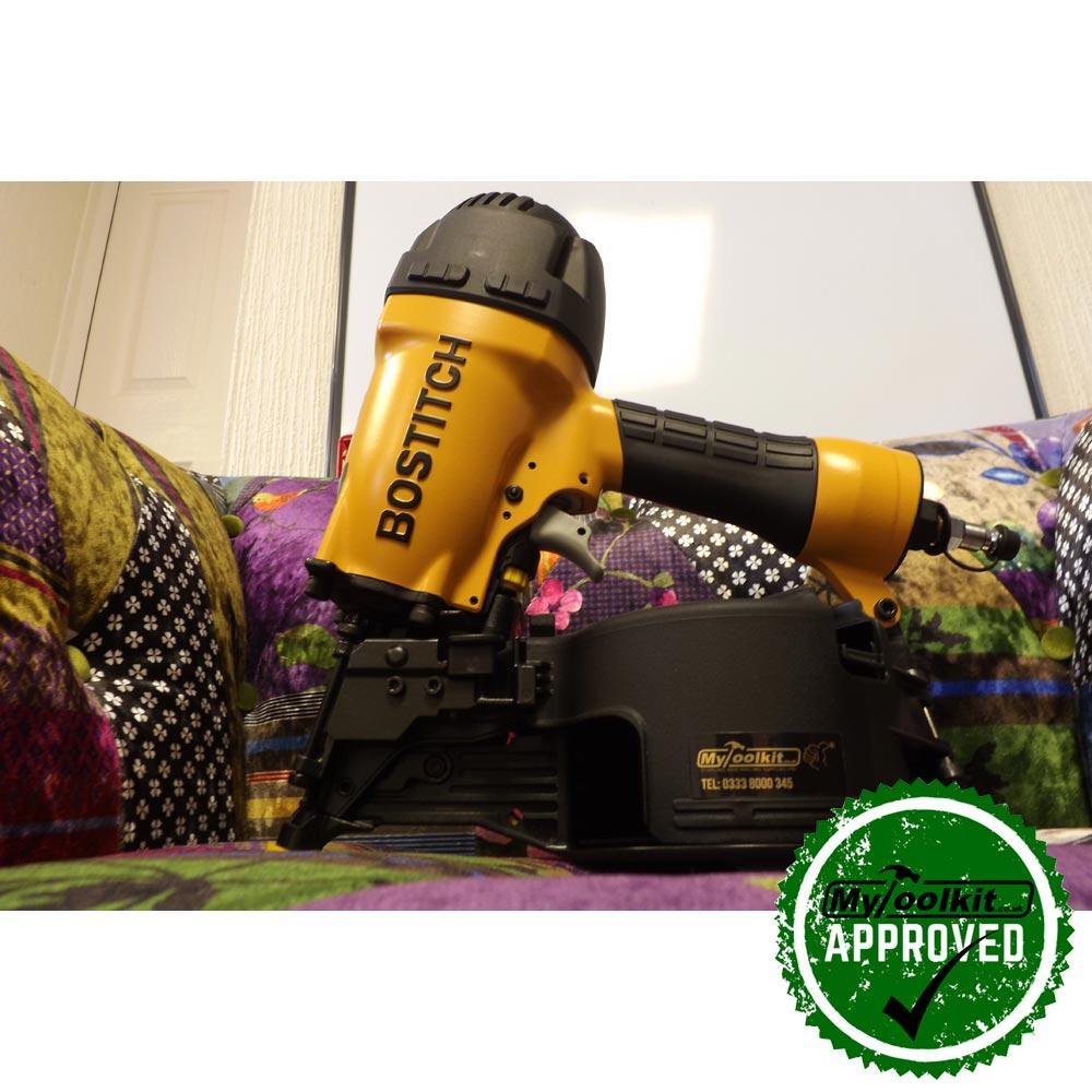 Stanley Bostitch Flat Coil Nailer (32-64mm) N66C-2-E close up on the settee