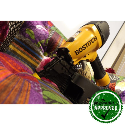 Stanley Bostitch Flat Coil Nailer (32-64mm) N66C-2-E on the sofa