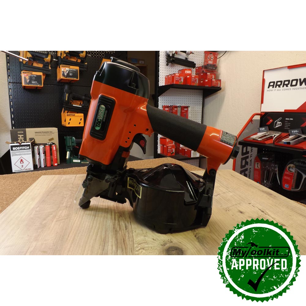 Tacwise Flat and Conical Coil Nailer (27-50mm) FCN50LHH stood on wood